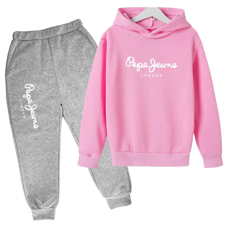 Leisure Letter Print Hoodie and Pants Tracksuit Set