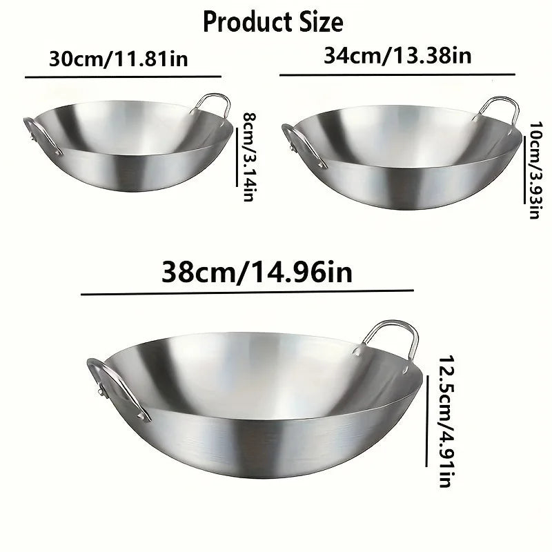 Large Stainless Steel Wok with Dual Handles 30cm