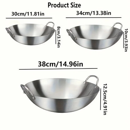 Large Stainless Steel Wok with Dual Handles 30cm