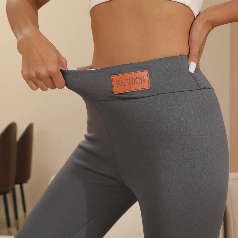 Women High Waist Thermal Fleece Leggings Casual Pants