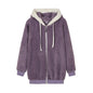Loose Plush Zipper Hooded Jacket for Women