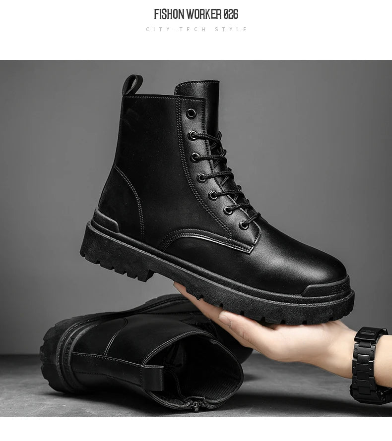 Men's Leather Ankle Boots for Outdoor Hiking