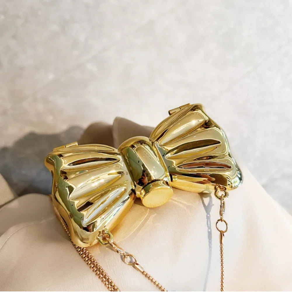 Golden Acrylic Round Clutch Purse for Parties