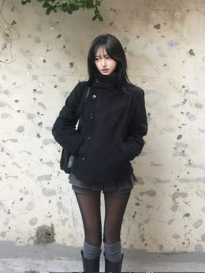 Women's Y2K Solid Color Turtleneck Coat