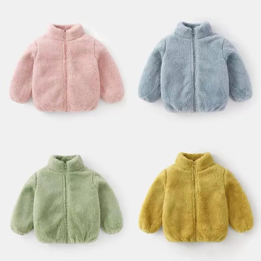 Plush Coat for Children in Solid Color