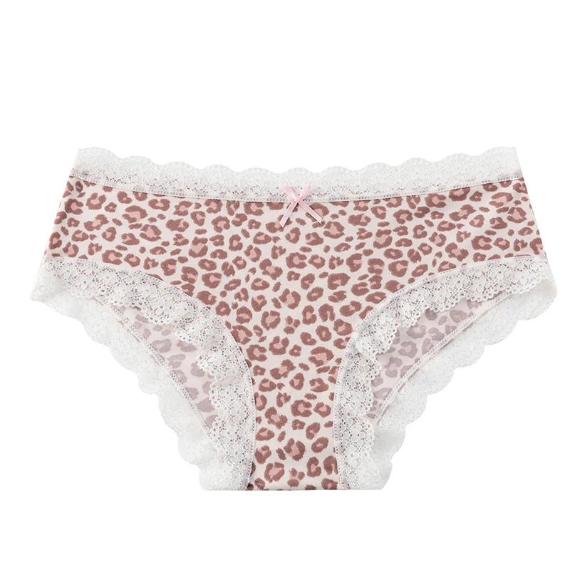 BZEL Women's Lace Floral G-String Leopard Panties