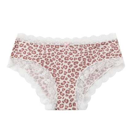 BZEL Women's Lace Floral G-String Leopard Panties