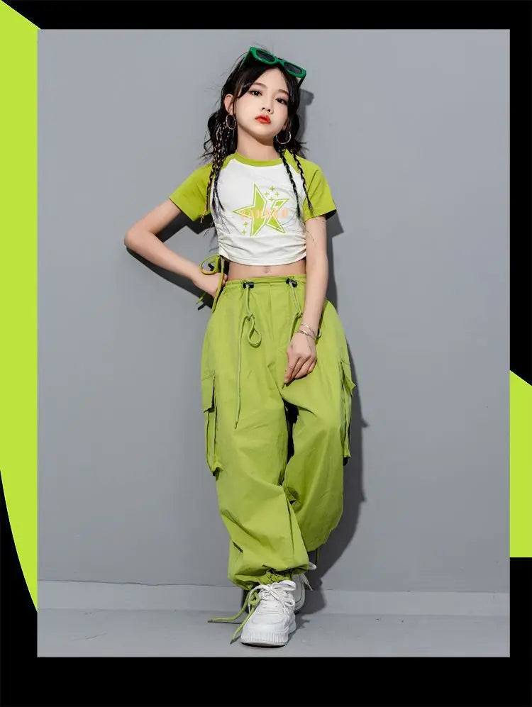 Girls Loose Cargo Pants with Belt for Daily Wear