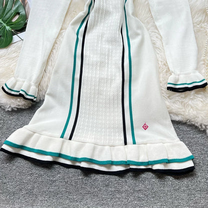 Women Knitted Mini Dress with Ruffles