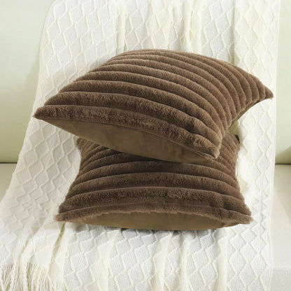 Faux Rabbit Fur Square Cushion Cover 40x40 45x45 Solid Color