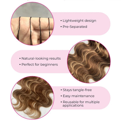 Highlight Body Wave Feathered Crochet Human Hair Extensions