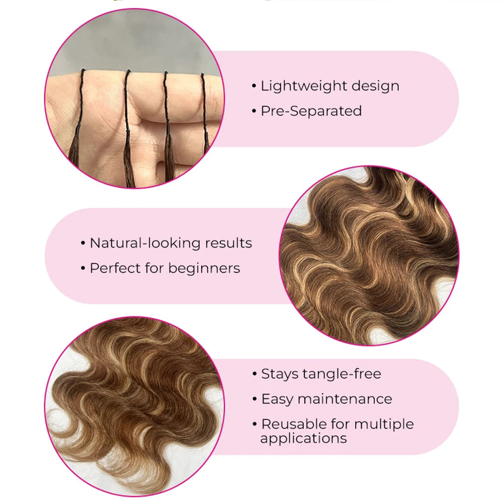 Highlight Body Wave Feathered Crochet Human Hair Extensions