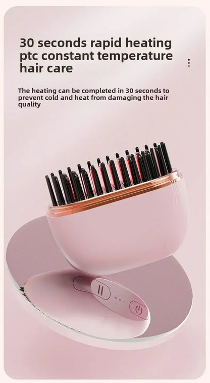 Mini Rechargeable Hair Straightener Brush Portable