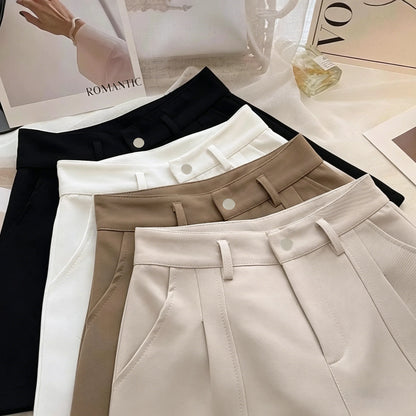 Vintage Solid High Waist A-Line Shorts for Women