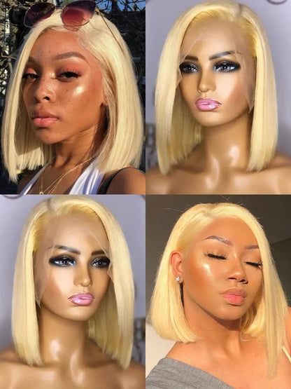 613 Blonde Bob Human Hair Lace Frontal Wig
