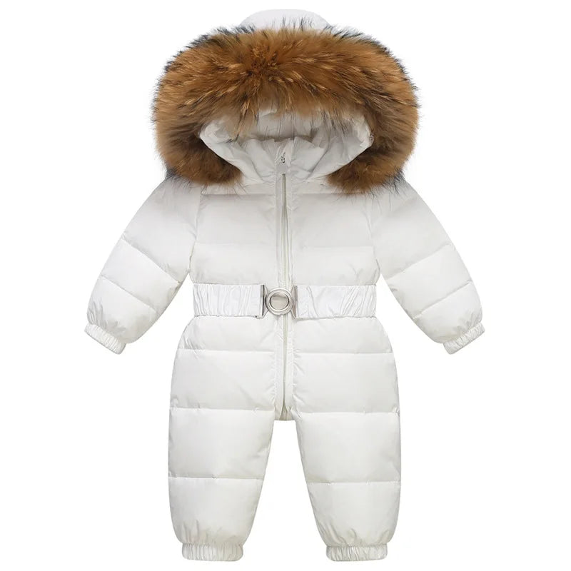 Children's Waterproof Hooded Down Snowsuit for Winter