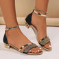 Women's Open Toe Sandals Gold Silver Low Heel Casual
