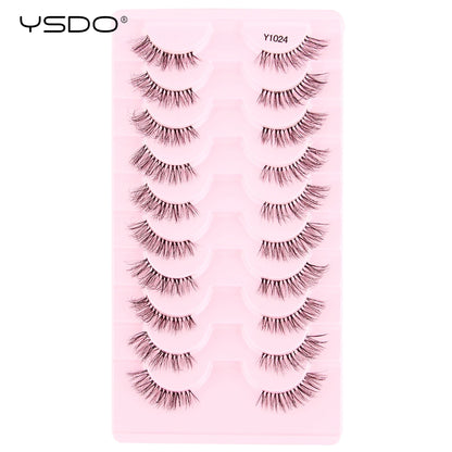 YSDO 5/10 Pairs Natural Soft Black Half Lashes
