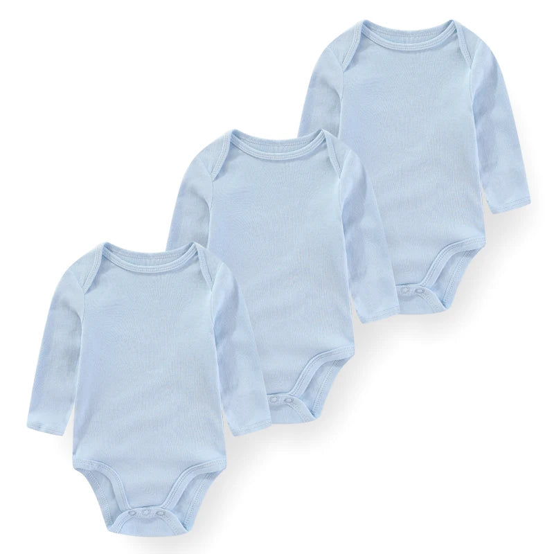 Kiddiezoom 3 Pcs Cotton Long Sleeve Baby Bodysuit