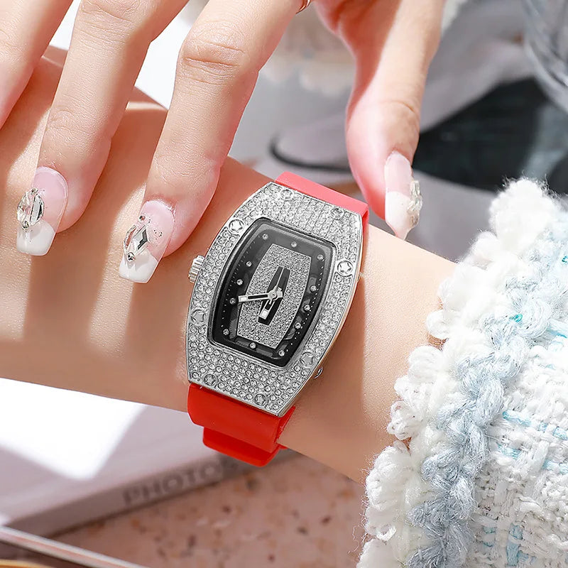 Women Silicone Jelly Quartz Tonneau Watch
