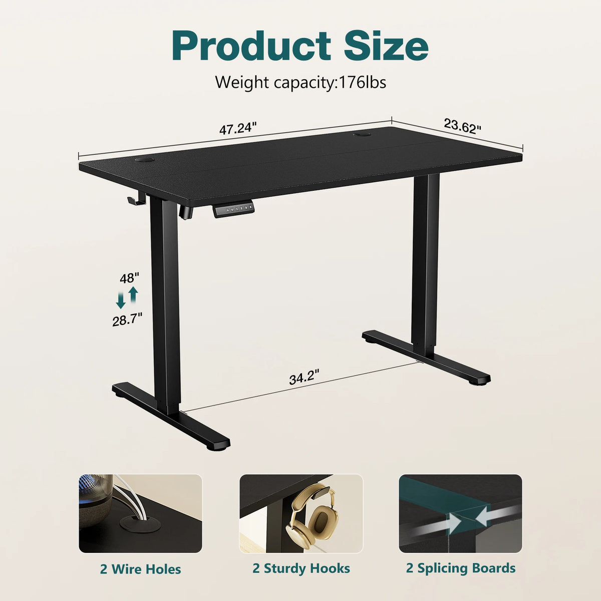 JHK Electric Adjustable Height Standing Desk for Office