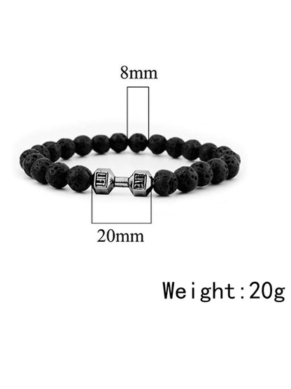 Natural Black Volcanic Lava Stone Dumbbell Bracelet