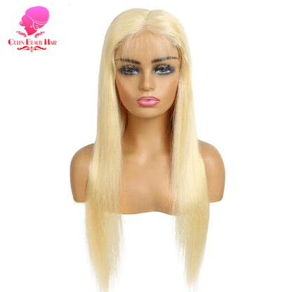 613 Glueless Human Hair Lace Closure Wig Blonde Straight