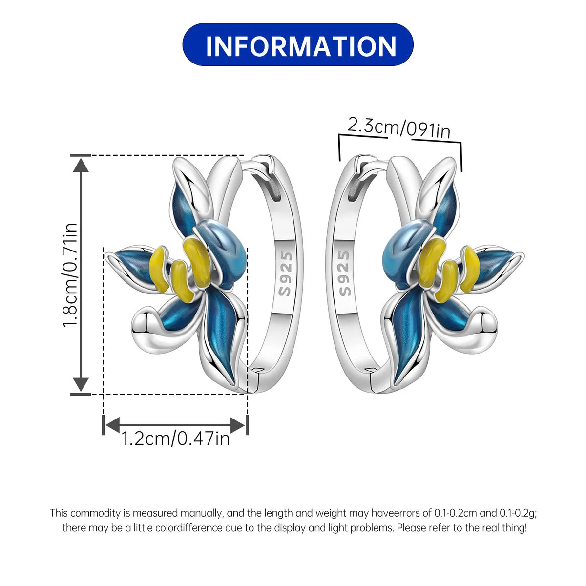 S925 Sterling Silver Iris Flower Hoop Earrings for Women
