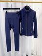 Gold Zipper Jacket and Yoga Pants Set