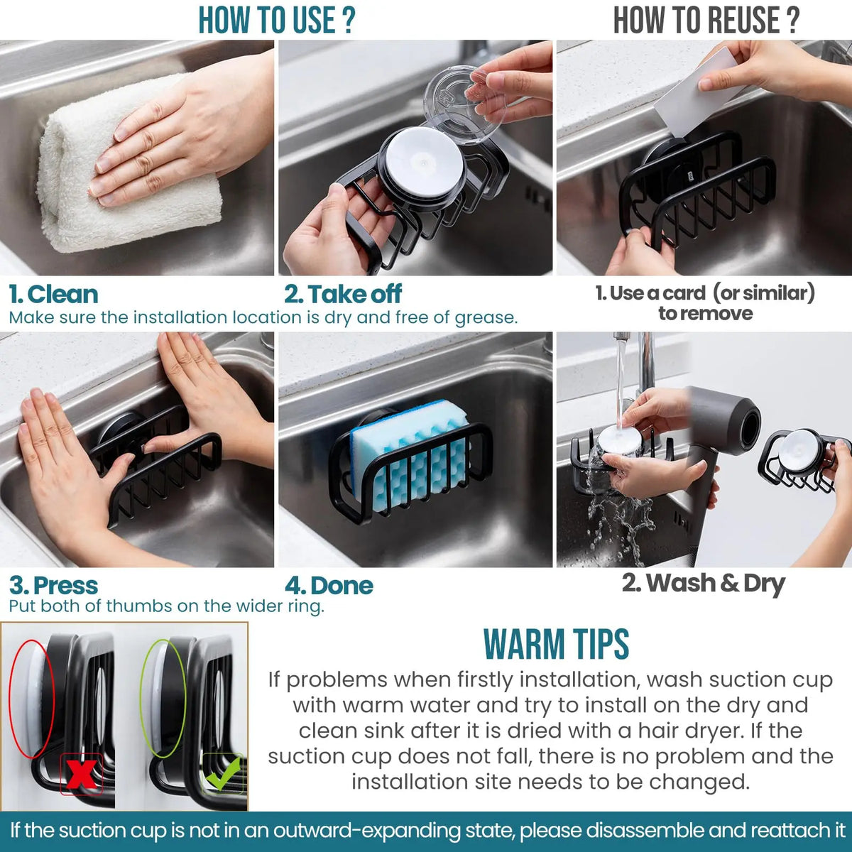 Stainless Steel Sink Sponge Rack Organizer