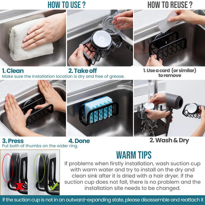 Stainless Steel Sink Sponge Rack Organizer