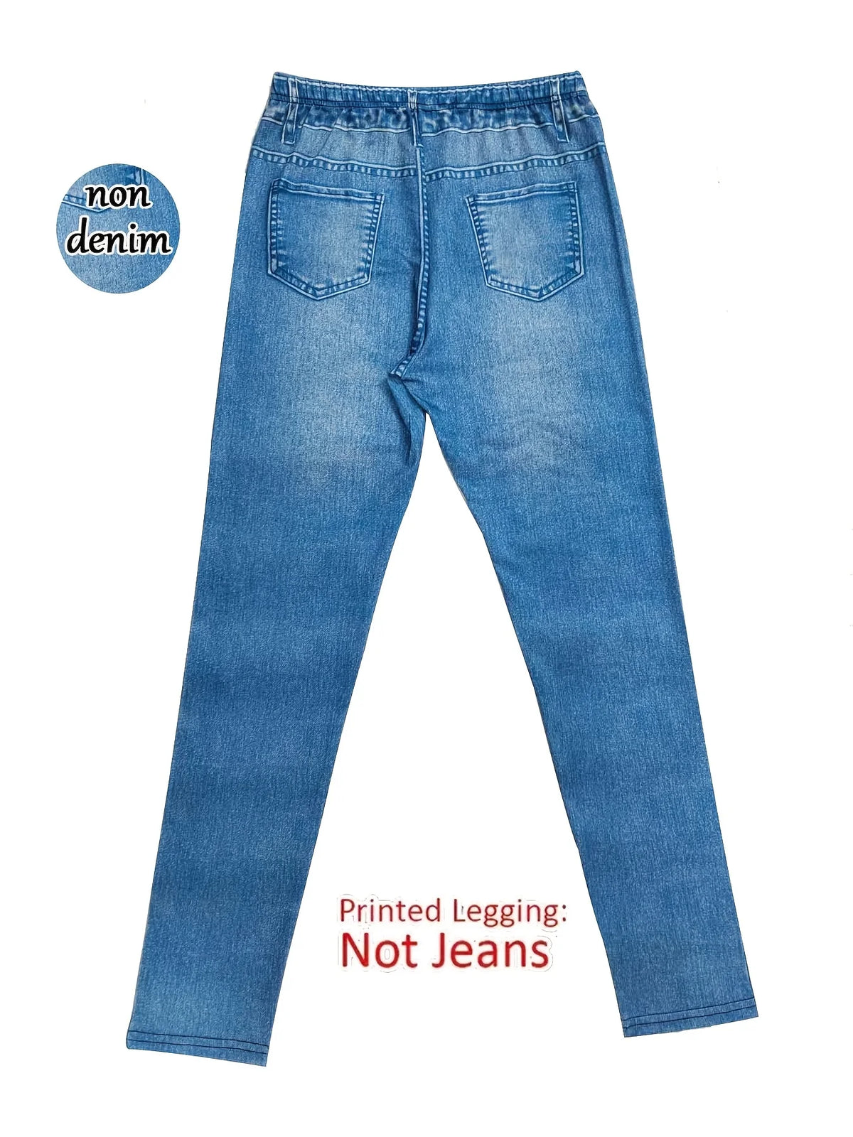 Faux Denim Printed Skinny Leggings for Women