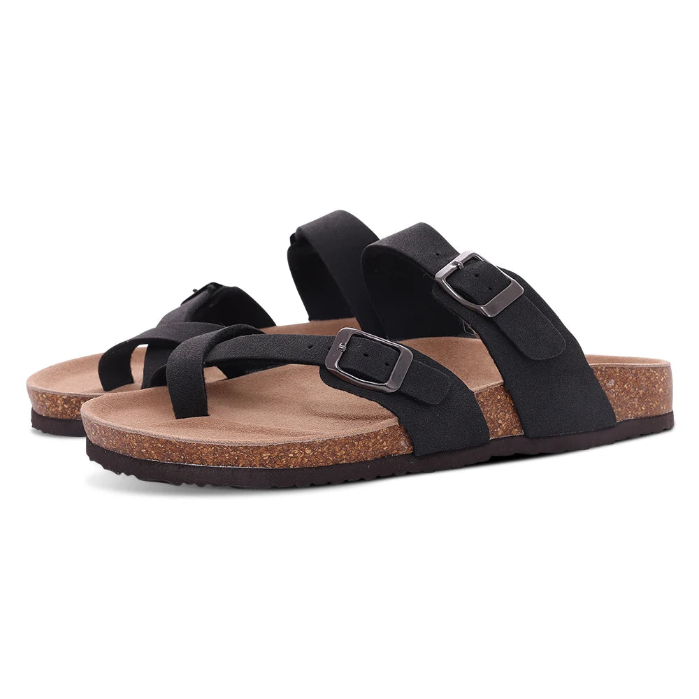 Comwarm Women's Suede Mules Slippers with Cork Insole