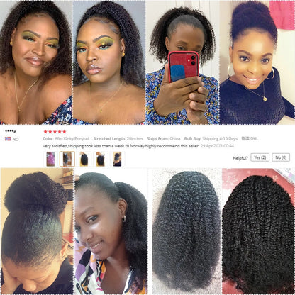 Mongolian Afro Kinky Curly Clip-In Ponytail Extension