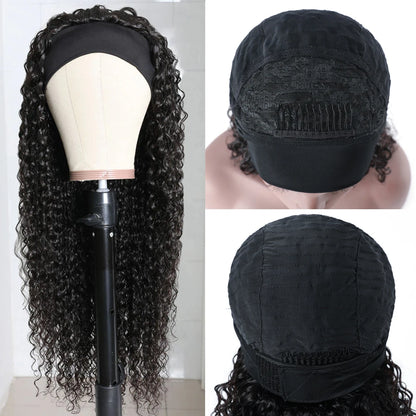Curly Headband Wig Human Hair Kinky Curly 250 Density