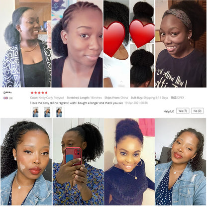 Mongolian Afro Kinky Curly Clip-In Ponytail Extension