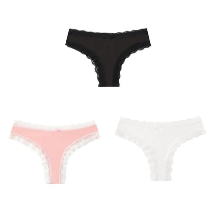 BZEL Women Lace Thong Panties Low-Waist G-String Leopard