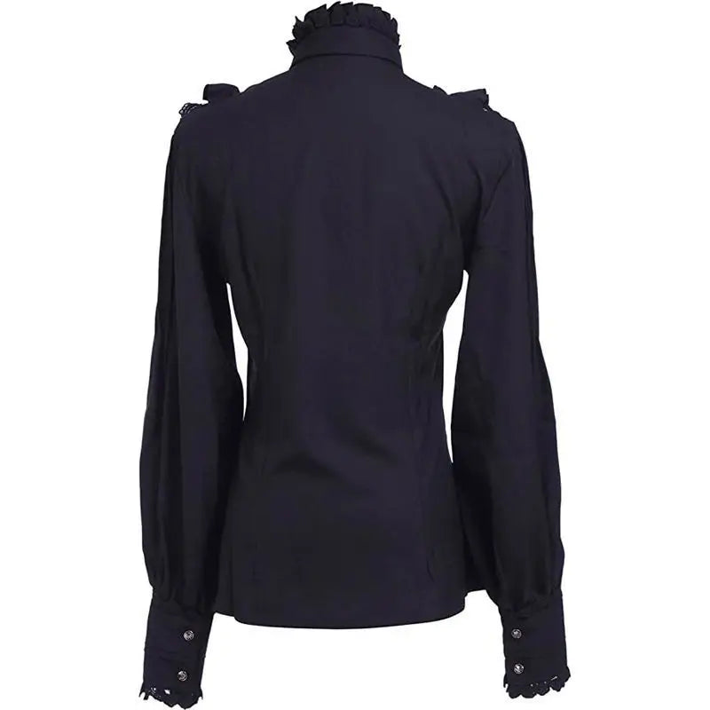 Women's Vintage Ruffle Collar Lace Trim Blouse