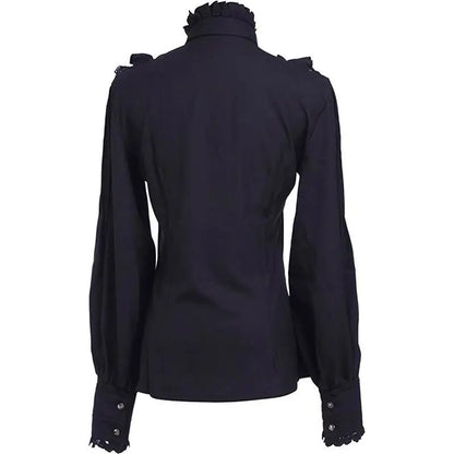 Women's Vintage Ruffle Collar Lace Trim Blouse