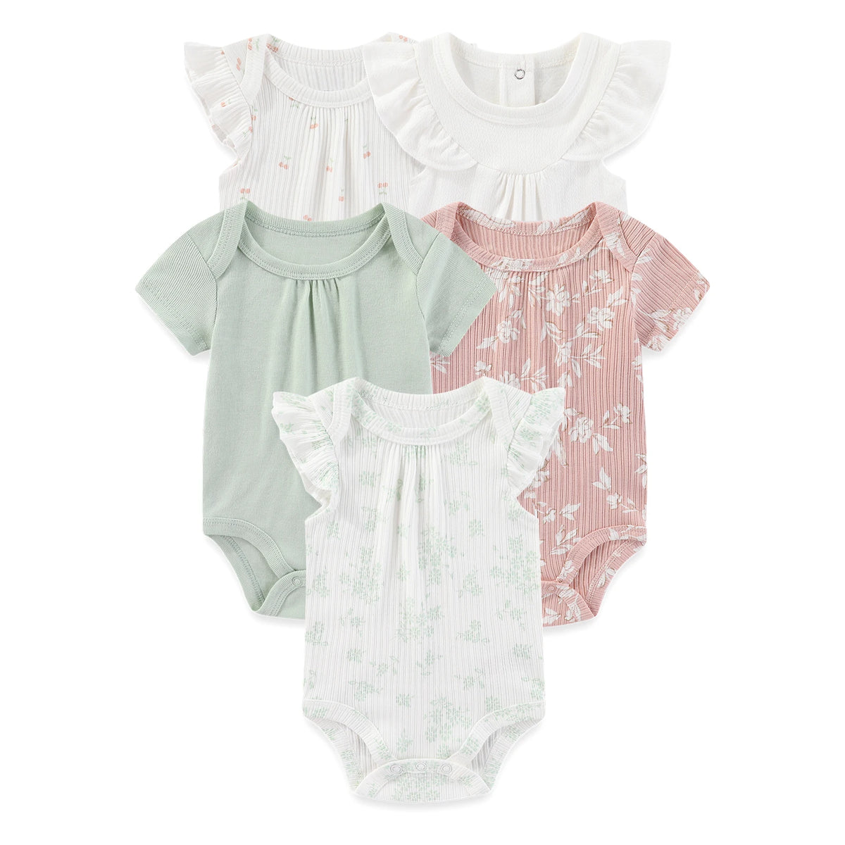 Kiddiezoom Cartoon Short Sleeve Baby Bodysuits 100% Cotton