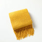 Khaki Knitted Acrylic Blanket with Tassels