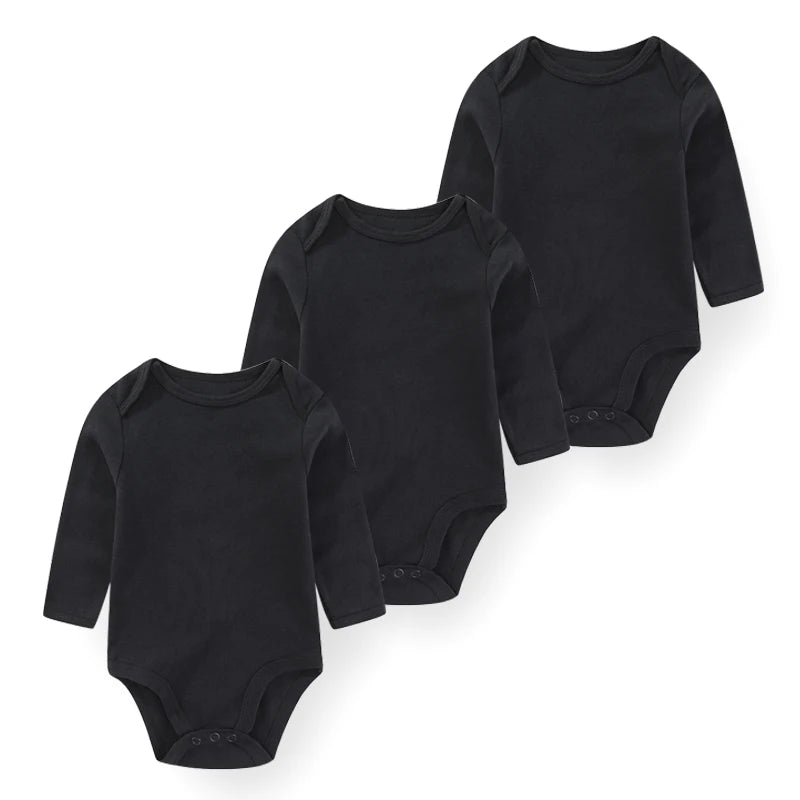 Kiddiezoom 3 Pcs Cotton Long Sleeve Baby Bodysuit