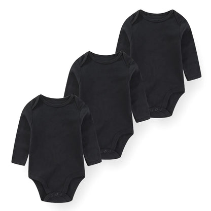 Kiddiezoom 3 Pcs Cotton Long Sleeve Baby Bodysuit