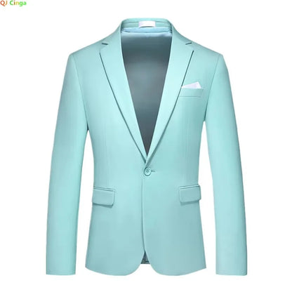 Bright Green Men's Blazer, Polyester Slim Fit Jacket