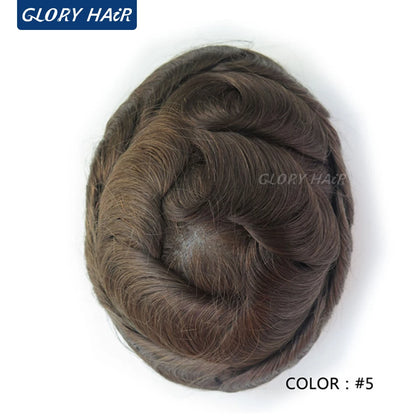 Double Knotted Toupee 130% Density Indian Hair 5 Inch