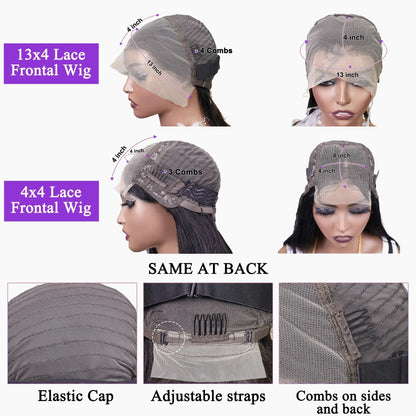 4x4 Lace Front Short Bob Wig Human Hair Straight