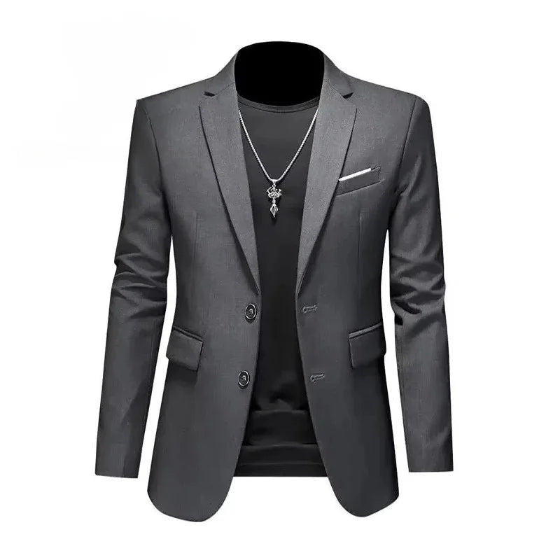 Men's White Formal Suit Jacket with Long Sleeves