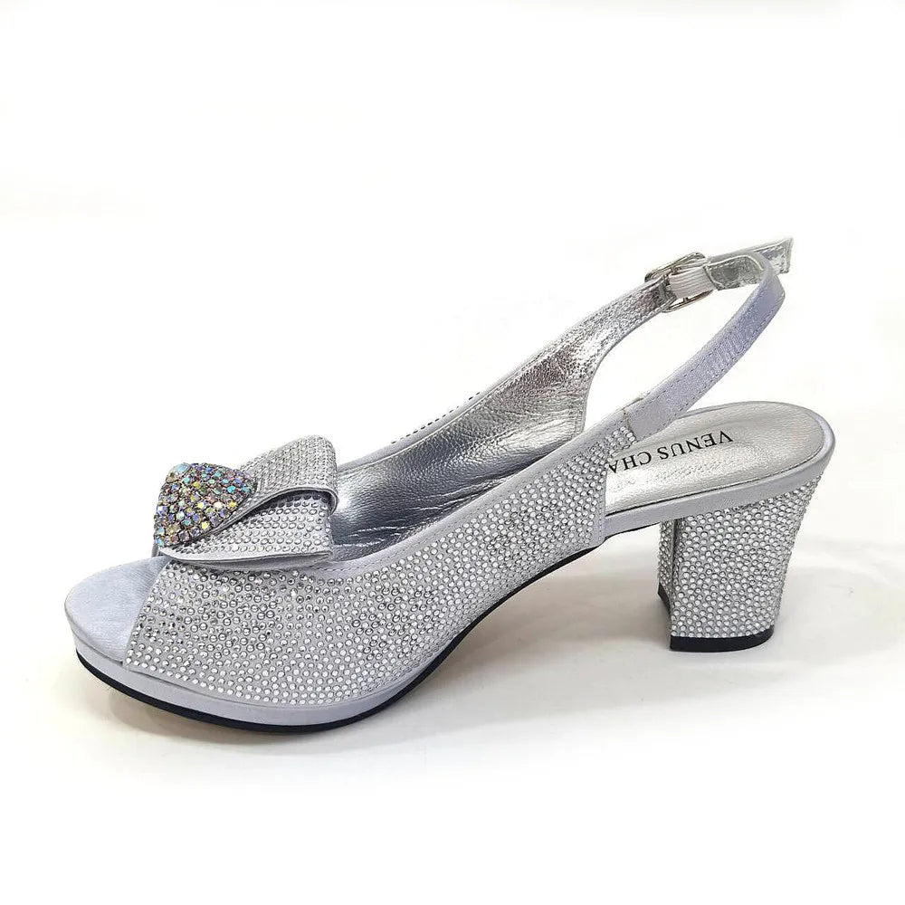 Golden Wedding Shoes And Bag Set With Diamond Decoration