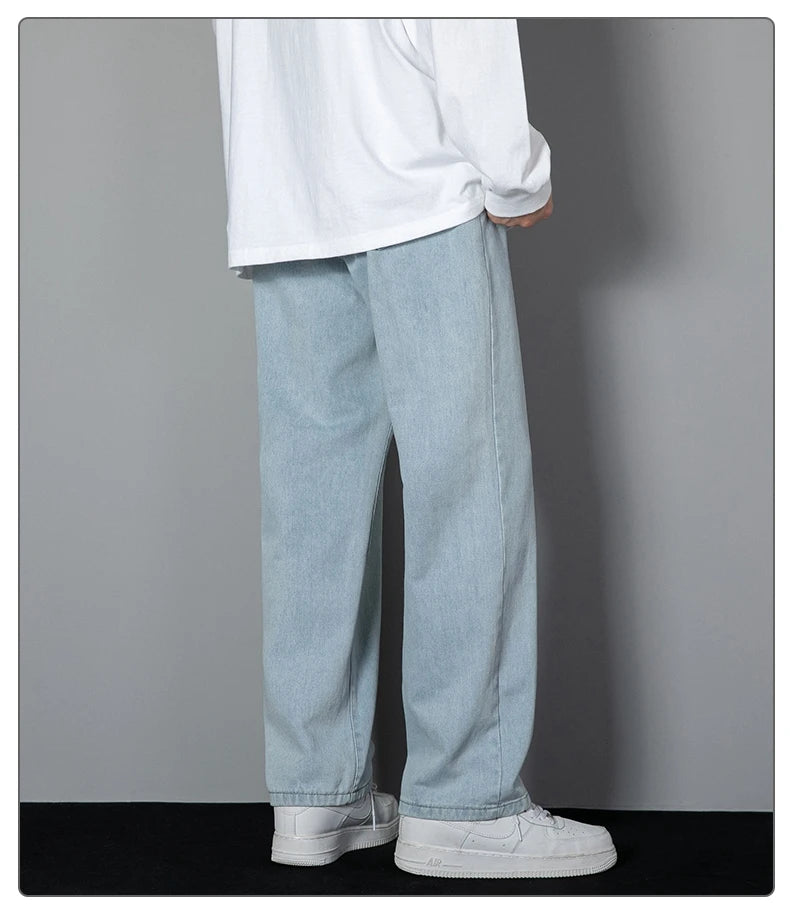 Men's Casual Straight Denim Jeans in Light Blue