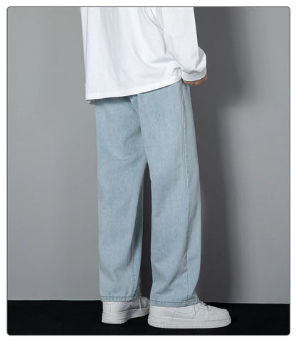 Men's Casual Straight Denim Jeans in Light Blue